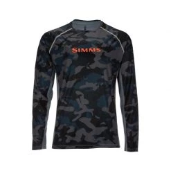 Simms Jackets, shirts, pants and caps Men's SolarVent Crewneck Long Sleeve Shirt -Fishing Sales Shop 13481 729 woodland camo storm